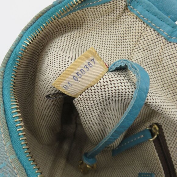 Dooney and Bourke Signature DB Logo Jacquard Hobo Shoulder Bag Blue Leather Y2K - Picture 10 of 16